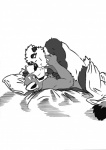 anthro cuddling duo love male male/male husky92 tairu tavi ailurid bear giant_panda mammal red_panda absurd_res hi_res monochrome