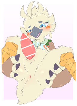 animal_genitalia anthro anus beak biped black_body black_feathers blue_eyes blue_kerchief blue_neckerchief blush blush_lines blush_stickers border brown_body brown_feathers butt censor_bar censored_genitalia censored_penis cheek_tuft erection eyebrows facial_tuft feather_hair feather_hands feathers genital_slit genitals glistening glistening_body glistening_eyes glistening_genitalia glistening_penis gradient_background green_kerchief green_neckerchief grey_beak grey_eyebrows kerchief kerchief_only looking_at_genitalia looking_at_own_penis looking_at_penis looking_at_self male male_anthro mostly_nude mostly_nude_anthro mostly_nude_male multicolored_body multicolored_feathers multicolored_kerchief multicolored_neckerchief neckerchief neckerchief_only neckwear open_beak open_mouth orange_cheeks orange_kerchief orange_neckerchief outside_border penis pink_anus pink_background pink_penis pseudo_hair scut_tail scuted_legs scutes short_tail simple_background solo spread_legs spreading tail tapering_penis tongue tuft white_background white_body white_border white_feathers white_tail young young_anthro young_male suzuki_(2023) nintendo the_legend_of_zelda tulin_(tloz) avian rito 2026 censored digital_media_(artwork) hi_res