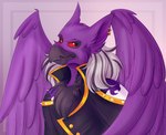 anthro clothing ear_piercing ear_ring jacket male piercing ring_piercing simple_background solo topwear trishabeakens mythology neopets lord_kass avian gryphon mythological_avian mythological_creature hi_res