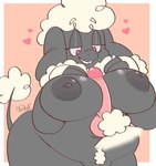 anthro anthro_on_anthro areola balls big_breasts border breast_play breasts butt disembodied_penis duo erection eyebrows eyelashes female female_anthro female_focus floppy_ears fur genitals glans glistening glistening_areola glistening_breasts glistening_eyelids glistening_genitalia glistening_glans glistening_nipples glistening_penis grey_areola grey_body grey_breasts grey_butt grey_ears grey_eyelids grey_nipples grey_tail grey_vulva half-closed_eyes heart_symbol humanoid_genitalia humanoid_penis looking_at_another's_genitalia looking_at_another's_penis looking_at_genitalia looking_at_penis looking_down_at_genitalia looking_down_at_penis lop_ears male male/female male_anthro narrowed_eyes nipples overweight overweight_anthro overweight_female penis penis_between_breasts pink_background pink_balls pink_glans pink_heart pink_penis pubes purple_eyes sex simple_background solo_focus tail teeth teeth_showing text thick_thighs titfuck white_body white_border white_eyebrows white_fur white_pubes white_wool wide_hipped_anthro wide_hipped_female wide_hips wool_(fur) wool_hair milkypuff judeth bovid caprine mammal sheep 2021 artist_name digital_drawing_(artwork) digital_media_(artwork) watermark