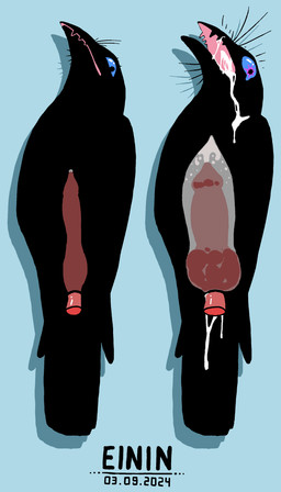 ambiguous_gender beak blue_eyes bodily_fluids cloacal cloacal_penetration cum cum_from_mouth cum_in_mouth cum_inside cum_through duo excessive_cum excessive_genital_fluids feathers feral feral_penetrated genital_fluids genital_growth growth knotting male male/ambiguous male_penetrating open_mouth penetration penis_growth rictal_bristles sex shocked tears einin avian bird corvid corvus_(genus) crow oscine passerine 2024 absurd_res hi_res