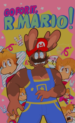 4_fingers anthro arm_scar arms_bent big_nose black_eyebrows black_facial_hair black_mustache blonde_hair blue_clothing blue_overalls bodily_fluids brown_body brown_eyes brown_fur buckteeth closed_smile clothed clothed_anthro clothed_humanoid clothed_male clothing confusion duo exclamation_point eyebrows eyes_closed facial_hair fingers floating_head fur hair hat headgear headwear heart_symbol hoodie interspecies looking_at_viewer male male/male male_anthro mouth_closed multicolored_body mustache nervous nervous_sweat noseless open_mouth overalls pink_tongue pockets purple_clothing purple_hoodie purple_topwear question_mark red_clothing red_hat red_headwear scar short_hair smile star_(shape) sweat tan_scar teeth text title tongue topwear worried_look pastelprince18 go_for_it_nakamura mario_bros mario_plus_rabbids_kingdom_battle nintendo raving_rabbids rayman_(series) ubisoft rabbid_mario rayman humanoid lagomorph mammal rabbid raypeople_(rayman) 2023 artist_name colored crossover digital_drawing_(artwork) digital_media_(artwork) english_description english_text multiple_scenes shaded