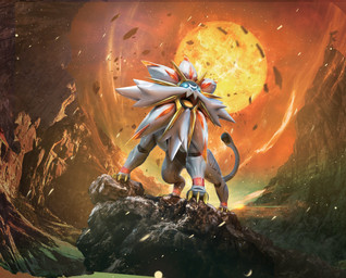 ambiguous_gender blue_eyes claws feral open_mouth solo sun white_body nintendo pokemon pokemon_tcg felid generation_7_pokemon legendary_pokemon mammal pokemon_(species) solgaleo 2016 3d_(artwork) digital_media_(artwork) hi_res official_art