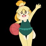 anthro ball beach_ball buckteeth clothing eyebrows female inflatable one-piece_swimsuit simple_background smile solo swimwear teeth thick_eyebrows transparent_background waving_hand mistic_hobo animal_crossing nintendo isabelle_(animal_crossing) canid canine canis domestic_dog mammal 1:1 alpha_channel