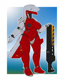 anthro areola battleship big_areola big_breasts blue_eyes breasts featureless_crotch female fin gradient_background grey_body gun holding_object holding_ranged_weapon holding_weapon machine metallic_body navel nipples non-mammal_breasts non-mammal_nipples not_furry nude nude_anthro nude_female propeller railgun ranged_weapon red_body ship simple_background smile solo standing tail thick_thighs turret vehicle warship watercraft weapon ndragon3 living_machine living_ship living_vehicle living_watercraft shipmorph digital_media_(artwork) hi_res