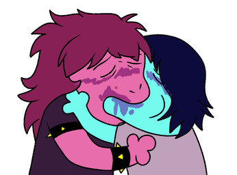 affectionate anthro bodily_fluids crying duo emotional exaggerated_expression female hug humor joke kissing male parody saliva silly simple_background squish tears darkalcaline deltarune undertale_(series) yoshi_and_toad_kissing kris_(deltarune) susie_(deltarune) equid equine humanoid mammal scalie absurd_res digital_drawing_(artwork) digital_media_(artwork) hi_res meme