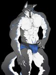 abs anthro black_body black_fur blue_claws blue_eyes blue_markings claws fur male markings muscular muscular_male solo white_body yellow_eyes aubronchen531 thunderrangers archermagnum canid canine canis mammal wolf absurd_res alpha_channel hi_res