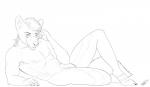 andromorph bedroom_eyes crossgender ftm_crossgender genitals half-closed_eyes intersex lips lying male narrowed_eyes nude pubes pussy seductive solo suggestive otterboxed canid canine canis mammal wolf 2019 hi_res line_art sketch