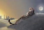 2010 anthro biped black_body black_fur black_nose black_spots breasts butt casual_nudity cheetah city claws detailed_background digital_media_(artwork) feet felid feline female full_moon fur grass hand_on_hip hill king_cheetah lying mammal markings moon multicolored_body multicolored_fur myenia nude on_side orange_eyes outdoor_nudity outside pawpads paws photorealism plant side_boob signature sky skyline slim solo spots spotted_body spotted_fur sunset tail whiskers white_body white_fur yellow_body yellow_fur