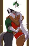 anthro big_breasts blush bottomwear breast_squish breasts butt clothing duo female holidays kiss_on_lips kissing kissing_bough male male/female mistletoe plant romantic shorts squish mastergodai christmas naomi_(mastergodai) sly_asakura bear domestic_cat felid feline felis mammal 2021 digital_drawing_(artwork) digital_media_(artwork) hi_res