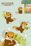 biped black_eyes black_nose bouquet brown_body brown_fur chibi circle_eyebrows dot_eyes emanata eyebrows feral flower fur kemono musical_note musical_symbol plant simple_eyes sitting solo sweat_emanata symbol tripping walking shi_nominmin ailurid mammal red_panda 2024 hi_res