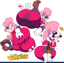 balls big_butt big_nose bulge butt butt_grab clothed clothing corruption crossdressing disembodied_hand duo femboy genitals gesture hand_gesture hand_on_butt heart_symbol huge_butt lying male not_furry on_back one_eye_closed piercing solo_focus spread_butt spreading thick_thighs tongue tongue_out tongue_piercing v_sign wide_hips vimhomeless mrs.mayhem humanoid 2017 hi_res