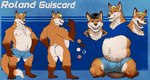 boxers_(clothing) clothing color_swatch leather male musclegut muscular overweight solo underwear chumbasket roland_guiscard canid canine fox mammal digital_media_(artwork) full-length_portrait hi_res model_sheet portrait