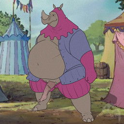 animal_genitalia anthro feederism genitals male obese outside overweight overweight_anthro overweight_male penis solo standing unusual_anatomy unusual_genitalia unusual_penis anxiety_cat1127 disney robin_hood_(disney) rhino_guard mammal rhinoceros absurd_res hi_res