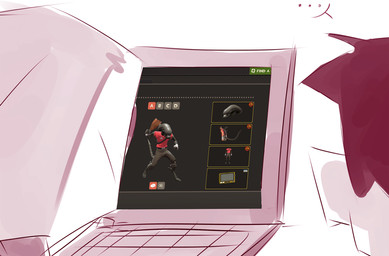 computer computer_keyboard cosmetics dark_hair duo electronics ham_(food) laptop looking_at_screen male simple_background speech_bubble white_background reynaruina alien_(franchise) invader_zim nickelodeon team_fortress_2 valve dib_membrane scout_(team_fortress_2) zim_(invader_zim) alien human humanoid irken mammal xenomorph 2020 monochrome