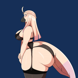 anthro beak big_breasts big_butt biped black_clothing blush bra breasts butt clothing feathers female garter_belt garter_straps huge_butt huge_hips legwear mature_anthro mature_female non-mammal_breasts panties pupils side_view solo tail tail_feathers thick_thighs thigh_highs underwear wide_hips jwinkz headmistress_(jwinkz) avian bird cockatoo parrot 2025 alpha_channel hi_res