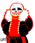 alternate_universe bone clothing not_furry simple_background skeleton smile solo white_background chibimu underfell undertale undertale_(series) sans_(underfell) animated_skeleton humanoid undead 4:5