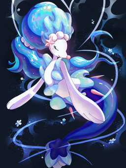 ambiguous_gender blue_body blue_hair eyes_closed feral hair simple_background white_body konpoke_a89 nintendo pokemon generation_7_pokemon pokemon_(species) primarina full-length_portrait hi_res portrait