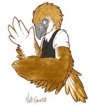 anthro beak brown_body brown_feathers clothed clothing feather_hands feathered_wings feathers fully_clothed gesture grey_eyes male simple_background solo tail tail_feathers topwear vest waving white_background wings nut-case rao_shen accipitrid accipitriform avian bird eagle philippine_eagle 2013 digital_media_(artwork) half-length_portrait portrait