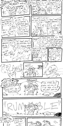 abdominal_bulge ambiguous_gender anthro dialogue digging fangs feral group internal licking licking_lips multiple_prey open_mouth oral_vore organs rock shocked sniffing soft_vore sound_effects speech_bubble stomach tail_outside_mouth teeth tongue tongue_out vore eclairscollection nintendo pokemon pokemon_mystery_dungeon spike_chunsoft gabite generation_1_pokemon generation_4_pokemon gible hybrid_pokemon pikachu pokemon_(species) absurd_res black_and_white comic hi_res monochrome