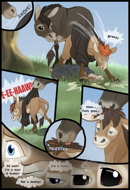 ambiguous_gender comic donkey duo english_text equine feral grass hair hooves human male mammal spirit_pup text transformation tree wood
Rating: Safe
Score: 7
User: TheDigiFurFan
Date: August 05, 2012 ambiguous_gender comic donkey duo english_text equine feral grass hair hooves human male mammal spirit_pup text transformation tree wood
Rating: Safe
Score: 7
User: TheDigiFurFan
Date: August 05, 2012