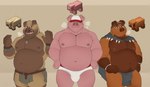 anthro bottomwear breasts bulge clothing group loincloth male trio underwear microsoft minecraft mojang xbox_game_studios domestic_pig mammal suid suine sus_(pig) absurd_res hi_res