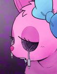 accessory anthro bodily_fluids bow_(feature) bow_accessory bow_ribbon clothing drooling eyeless female fur hair hair_accessory hair_bow hair_ribbon long_ears open_mouth pink_body pink_fur pink_hair ribbons saliva solo superflat teeth cuteosphere lagomorph leporid mammal rabbit