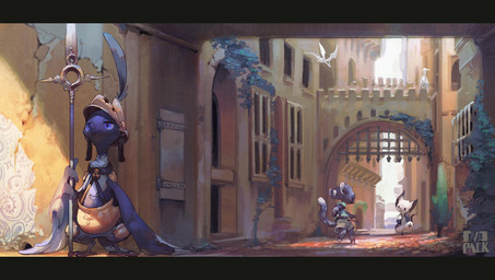 anthro armor beak black_beak black_body black_feathers black_fur bored bottomless bottomwear clothed clothing detailed_background eye_contact feathers featureless_crotch flying fur gate group guard headgear helmet holding_object holding_weapon ivy_(plant) kemono looking_at_another looking_away melee_weapon outside polearm running shirt shorts spear standing t-shirt tail topwear trio_focus weapon whiskers white_body white_fur window ovopack mythology avian dragon mammal mouse murid murine mythological_creature mythological_scalie rodent scalie 2015 hi_res signature