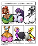 anthro big_breasts breasts brown_body female group huge_breasts machine purple_body white_body yellow_body jovi_cap animal_crossing nintendo portal_(series) sega sonic_the_hedgehog_(series) tiny_toon_adventures valve warner_brothers fifi_la_fume gigi_(animal_crossing) glados julie_bruin mira_(animal_crossing) rouge_the_bat amphibian bat bear frog lagomorph leporid mammal mephitid rabbit robot skunk