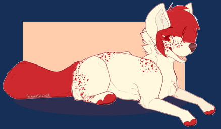 ambiguous_gender feral fur hair open_mouth paws red_eyes red_hair solo teeth tongue toony white_body white_fur senimasan canid canine canis mammal wolf 2015 alpha_channel digital_media_(artwork)