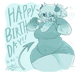belly big_belly big_breasts black_sclera breasts cleavage clothed clothing eyelashes female freckled_face freckled_legs freckled_thighs freckles gesture hair hand_gesture happy_birthday heart_symbol horn huge_thighs messy_hair navel_outline one_eye_closed open_mouth open_smile slightly_chubby slightly_chubby_female slightly_chubby_humanoid smile solo spade_tail tail thick_thighs tight_clothing v_sign wide_hips wink stxrbears lucia_(stxrbears) demon demon_humanoid humanoid absurd_res blue_and_white hi_res monochrome sketch