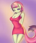 anthro breasts clothing dress female hair horn multicolored_hair solo prisma6 hasbro my_little_pony mythology fan_character equid equine mammal mythological_creature mythological_equine unicorn hi_res