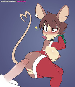 anthro areola arms_tied armwear big_breasts biped blue_background blush bodily_fluids bound breasts brown_hair buckteeth butt christmas_stocking clothed clothing duo ear_piercing ear_ring elbow_gloves emanata erection eyebrow_through_hair eyebrows female flash_emanata genitals gesture glistening glistening_breasts glistening_butt glistening_genitalia glistening_penis gloves gradient_background hair handwear humanoid_genitalia humanoid_penis imminent_sex legwear leotard lying male male/female nipples on_side penis piercing pink_nose presenting presenting_hindquarters ring_piercing simple_background strapless_clothing strapless_leotard sweat sweatdrop tail tail_gesture tail_heart teeth thigh_highs translucent translucent_hair wide_eyed cooliehigh animaniacs animaniacs_(2020) pinky_and_the_brain warner_brothers julia_brain pinky_(warner_brothers) house_mouse mammal mouse murid murine rodent 2022 absurd_res hi_res