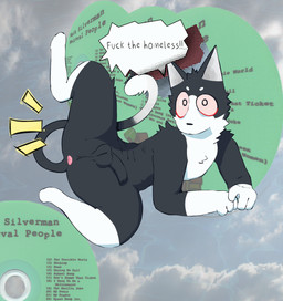 3_toes 4_fingers anthro anus arm_tuft balls black_body black_fur black_nose bulge butt cheek_tuft chest_tuft detailed_bulge ear_tuft eye_bags eyebrows facial_tuft feet fingers fur genital_outline genitals head_tuft humanoid_genitalia inner_ear_fluff looking_at_viewer lying male multicolored_body multicolored_fur multicolored_tail neck_tuft on_side penis pink_anus pink_eyes presenting presenting_anus presenting_balls presenting_hindquarters profanity shoulder_tuft simple_background solo speech_bubble spread_legs spreading tail tail_tuft text textured_background toes tuft white_body white_eyebrows white_fur waosmaos mau_makan_apa the_stars_are_falling oktana domestic_cat felid feline felis mammal tuxedo_cat 2026 english_text hi_res