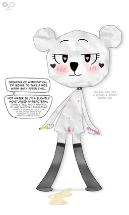 anthro aroused blush blush_lines blushing_at_viewer clothing collar color_pencils dialogue egg_vibrator feet female flat_chested front_view genitals heart_(marking) heart_eyes heart_symbol holding_object holding_pencil legwear loli looking_at_viewer markings nipples nude nude_female paper pencil_(object) sex_toy simple_background smile solo standing stockings text urine_pool vibrator vulva white_background white_body young young_anthro young_female saffersoft cartoon_network the_amazing_world_of_gumball teri_(tawog) bear mammal paper_creature absurd_res english_text hi_res