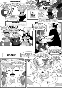 6_panel_comic ambiguous_gender answer anthro biped black_body black_fur black_nose black_text bodily_fluids bow_ribbon breasts butt dialogue ellipsis exclamation_point eyebrows eyelashes eyes_closed eyewear female feral forehead_gem fur gem glasses group hair happy hug hugging_another looking_at_another machine motion_lines open_mouth open_smile pawpads paws pupils question question_mark questions_and_answers sharp_teeth smile sound_effects speech_bubble standing tail talking_to_another tears teeth text text_box throwing_object tongue white_pupils white_sclera heavenlyproductions nintendo pokemon sega sonic_the_hedgehog_(series) metal_sonic arceus cinderace dewott eeveelution generation_4_pokemon generation_5_pokemon generation_6_pokemon generation_8_pokemon legendary_pokemon mammal pokemon_(species) riolu robot shinx sylveon weavile zoroark zorua 2024 absurd_res black_and_white comic english_text hi_res monochrome male_(lore)