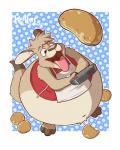 anthro apron belly big_belly bottomless clothed clothing cookware food frying_pan fur holding_object huge_belly hyper hyper_belly kitchen_utensils male navel obese obese_anthro obese_male open_mouth overweight overweight_anthro overweight_male pancake solo standing tongue tongue_out tools wide_hips kellerkangaroo keller_kangaroo kangaroo macropod mammal marsupial 4:5