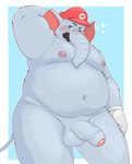 anthro belly big_belly blush clothing facial_hair hat headgear headwear kemono male moobs mustache navel nipples one_eye_closed overweight overweight_male solo trunk wink dragon_night800 mario_bros nintendo super_mario_bros_wonder elephant_mario mario elephant elephantid mammal proboscidean 2023 hi_res