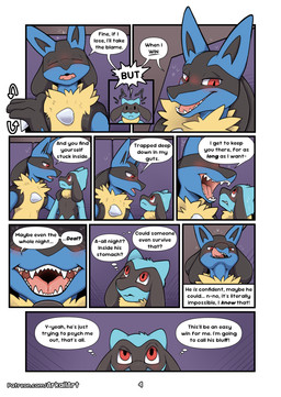 alcohol betting beverage blush coerced_prey drunk duo furniture imminent_vore licking licking_lips male mouth_shot open_mouth size_difference sofa substance_intoxication text tongue tongue_out arkailart nintendo pokemon generation_4_pokemon lucario pokemon_(species) riolu absurd_res comic english_text hi_res