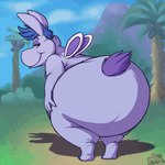 anthro belly big_butt blue_hair blue_nails blue_toenails buckteeth butt colored_nails eyeshadow feet female fur hair hyper_pear looking_back makeup monobutt nails nude nude_anthro nude_female obese obese_anthro obese_female overweight overweight_anthro overweight_female pear-shaped_figure presenting presenting_hindquarters purple_belly purple_body purple_eyeshadow purple_tail rear_view scut_tail seductive shaking_butt short_tail smile solo tail teeth toenails toes wide_hips wings scott_calico disney the_wuzzles hoppopotamus_(the_wuzzles) common_hippopotamus hippopotamid hybrid lagomorph leporid mammal rabbit 2d_animation animated frame_by_frame low_res signature