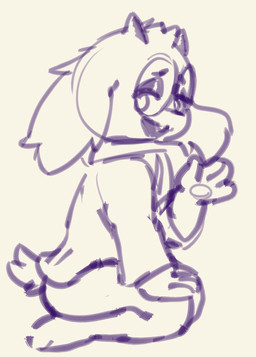 2_horns 4_fingers anthro bottomless clothed clothing femboy fingers floppy_ears fluffy fur gesture half-closed_eyes hand_on_leg hand_on_thigh horn looking_at_viewer male narrowed_eyes open_mouth pawpads robe scarf short_horn small_horn smile solo waving waving_at_viewer atrolux conditional_dnp deltarune undertale_(series) ralsei bovid caprine darkner goat mammal 2021 digital_drawing_(artwork) digital_media_(artwork) hi_res monochrome sketch