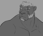 anthro black_body black_fur eye_scar eyebrow_slit eyebrows facial_hair facial_scar fur goatee hair male muscular muscular_anthro muscular_male pecs scar sideburns solo whiskers white_hair episode0006 mayther_(episode0006) felid mammal pantherine 2018 bust_portrait greyscale hi_res monochrome portrait sketch