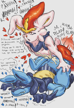anal anal_penetration anthro blue_body blue_fur bodily_fluids cum cum_inside dialogue dominant duo ejaculation fur genital_fluids heart_symbol male male/male penetration sex speech_bubble submissive fasstart nintendo pokemon canid canine cinderace generation_4_pokemon generation_8_pokemon lucario mammal pokemon_(species) hi_res