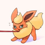 acting_like_a_dog ambiguous_gender blush blush_lines bodily_fluids daww feral fur furrowed_brow glistening glistening_eyes green_eyes kemono leash leash_pull neck_tuft orange_body orange_fur quadruped red_body red_skin solo sweat sweatdrop tears tuft park_horang nintendo pokemon eeveelution flareon generation_1_pokemon pokemon_(species) 1:1 2022 hi_res shaded simple_shading