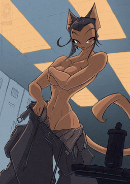 anthro bottle breasts brown_eyes ceiling container female inner_ear_fluff locker solo tail tuft water_bottle conditional_dnp jollyjack animal_humanoid cat_humanoid domestic_cat felid felid_humanoid feline feline_humanoid felis humanoid mammal mammal_humanoid 2026