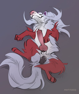 animal_genitalia animal_penis balls canine_genitalia canine_penis erection eyes_closed feral fur genitals grey_background grey_body grey_fur knot knotted_penis lying male male_feral on_back penis pink_penis purple_body purple_fur red_body red_fur sheath simple_background solo tail white_body white_fur mintyderg campfire_cooking_in_another_world_with_my_absurd_skill fel_(campfire_cooking) canid canine canis mammal wolf 2025 absurd_res hi_res