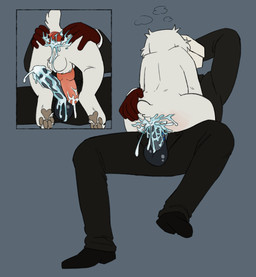 anal anal_penetration animal_genitalia animal_penis anus balls bestiality bodily_fluids butt canine_genitalia canine_penis clothed clothing cowgirl_position cum cum_inside duo erection feral feral_penetrated for_a_head from_front_position fur gaping gaping_anus genital_fluids genitals hand_on_butt holding_butt human_on_feral humanoid_genitalia humanoid_on_feral humanoid_penetrating humanoid_penetrating_feral humanoid_penis interspecies knot machine male male/male male_penetrated male_penetrating male_penetrating_male nub_tail nude on_bottom on_top penetration penile penis sex simple_background spread_anus spread_butt spreading suit young puppyratcat skibidi_toilet avaya_(puppyratcat) felvin_(puppyratcat) canid canine canis human humanoid mammal object_head robot hi_res
