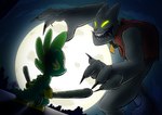 attack duo fangs male male/male moon night superhero_costume teeth ikarooz friendship_is_magic hasbro kick-ass my_little_pony mythology kick-ass_(character) spike_(mlp) canid diamond_dog_(mlp) dragon mammal mythological_creature mythological_scalie scalie