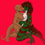 anthro anthro_on_anthro areola breasts brown_body brown_scales countershading duo female female/female green_body green_scales narrowed_eyes nipples non-mammal_breasts non-mammal_nipples scales small_breasts smile tail nitani jenny_(slither) raptie_(caedere) dinosaur dromaeosaurid komodo_dragon lizard monitor_lizard prehistoric_species reptile scalie theropod 1:1 2020 digital_media_(artwork) hi_res