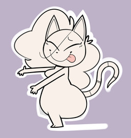 anthro barefoot big_butt blep breasts butt eye_through_hair eyes_closed featureless_breasts feet female fur gesture grey_body grey_fur grey_hair hair nude outline purple_background side_view simple_background smile solo tail tongue tongue_out translucent translucent_hair white_outline maddeku elisa_(maddeku) mammal murid murine rat rodent